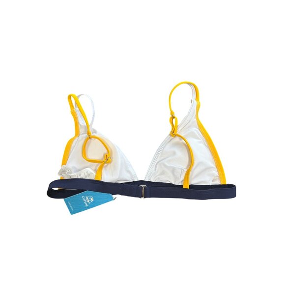 Cupshe Hidden Wonders V-Neck Triangle Yellow & Navy Colorblock Bikini Top With A - Picture 4 of 7